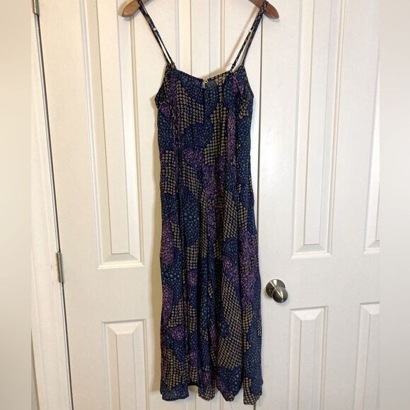 Floreat Black Multicolor Floral Cami Cropped Wide Leg Rayon Hippie Jumpsuit XS - Picture 7 of 12